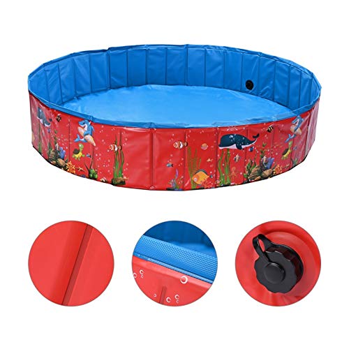 Piscinas para perros Piscina para perros, Pecute Pool Piscina Doble Plegable Pista de mascotas Piscina Piscina Piscina portátil PVC PET PET Bañera Bañera Niños Bola Pits Kiddie Pool para Perros Mascot
