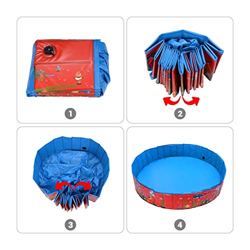 Piscinas para perros Piscina para perros, Pecute Pool Piscina Doble Plegable Pista de mascotas Piscina Piscina Piscina portátil PVC PET PET Bañera Bañera Niños Bola Pits Kiddie Pool para Perros Mascot