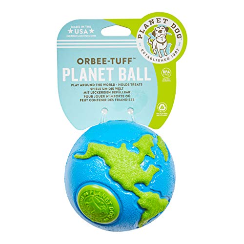 Planet Dog Orbee-Tuff Planet - Pelota con dispensador de recompensas para perros - Azul/verde - Grande