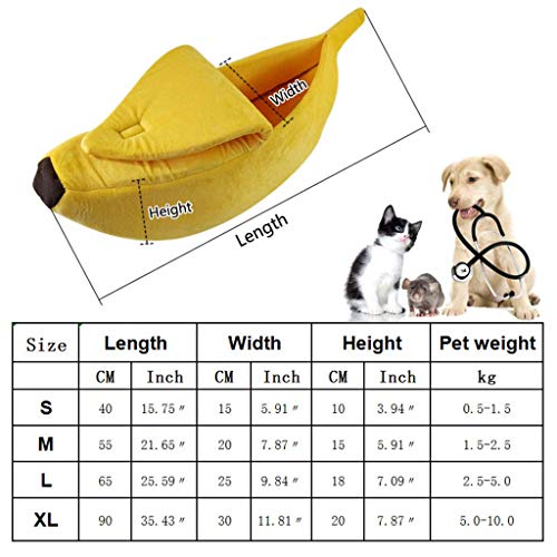 Plátano Linda Forma Gato Habitación con Cama Casa Animal Doméstico Suave Abrazo del Gato Cama Preciosa Alimentos para Mascotas Los Gatos Gatitos Cama para Gatos Plátano,Amarillo,S