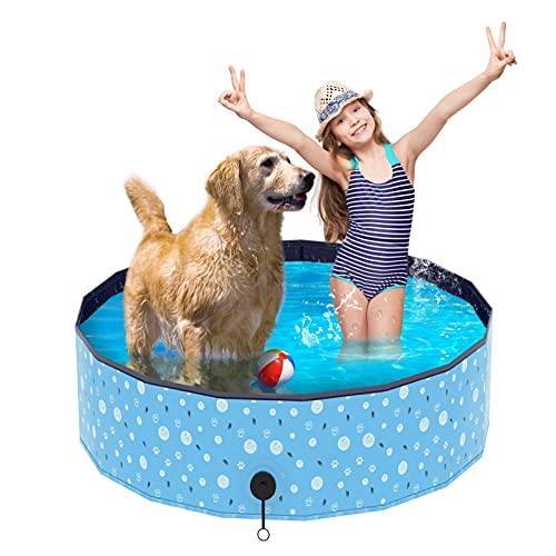 Plegable Bañera Mascotas, Luckits Portátil Piscina para Perros Resistente a rayones Mascotas Perros PVC Natación Piscina para Perros para gatos, perros, mascotas, niños, interior, exterior, 80 x 20 cm