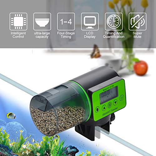 Podazz alimentador automático de Peces para Acuario, a Prueba de Humedad Temporizador de Tanque de Acuario dispensador de Alimentos para días Festivos y Fines de Semana - Verde