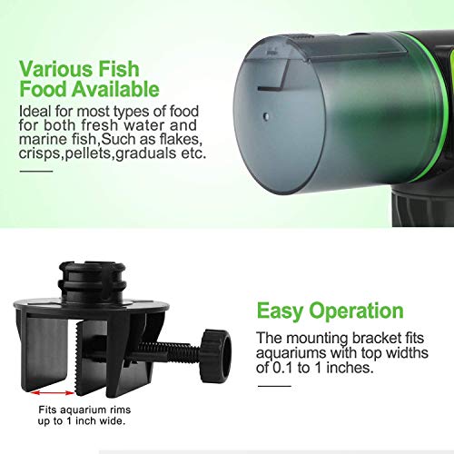 Podazz alimentador automático de Peces para Acuario, a Prueba de Humedad Temporizador de Tanque de Acuario dispensador de Alimentos para días Festivos y Fines de Semana - Verde
