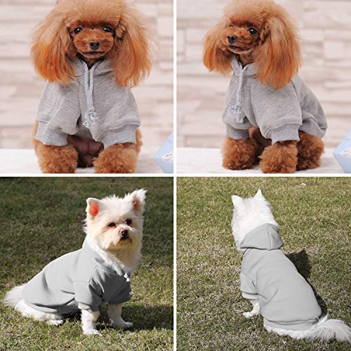 Podazz Sudadera con capucha para perros Chaqueta cálida para perros Ropa de invierno para perros pequeños Tela de algodón suave para Teddy Puppy Chihuahua Bomei Grey