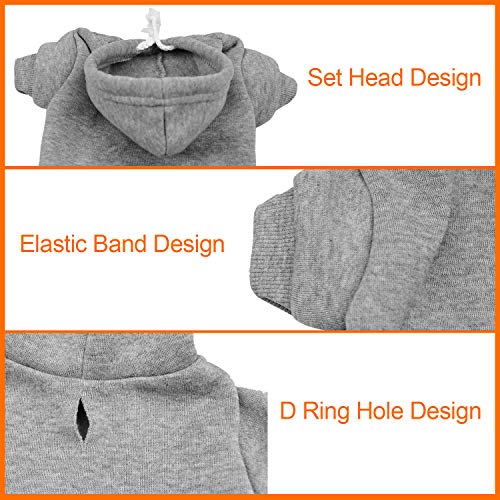 Podazz Sudadera con capucha para perros Chaqueta cálida para perros Ropa de invierno para perros pequeños Tela de algodón suave para Teddy Puppy Chihuahua Bomei Grey