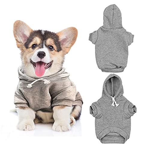 Podazz Sudadera con capucha para perros Chaqueta cálida para perros Ropa de invierno para perros pequeños Tela de algodón suave para Teddy Puppy Chihuahua Bomei Grey