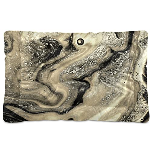 Poeticcity Alfombra de cama de mármol para perros y gatos con pintura abstracta dorada y negra, para mascotas pequeñas y medianas, antideslizante, lavable y seco, de 24 x 18 pulgadas