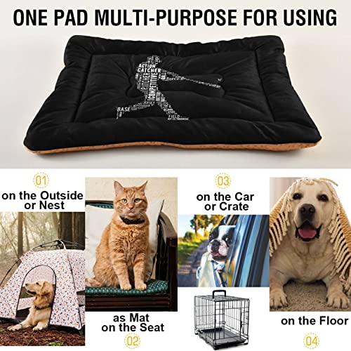 Poeticcity Alfombra de cama para perros y gatos de béisbol para hombre, cojín de colchón suave para mascotas pequeñas y medianas, antideslizante, lavable y seco, de 36 x 24 pulgadas