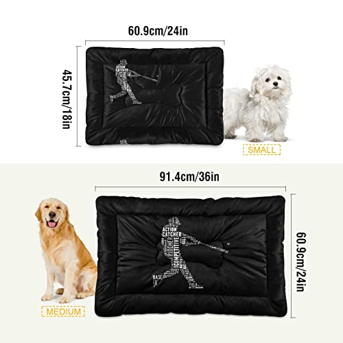 Poeticcity Alfombra de cama para perros y gatos de béisbol para hombre, cojín de colchón suave para mascotas pequeñas y medianas, antideslizante, lavable y seco, de 36 x 24 pulgadas