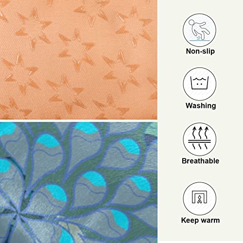Poeticcity Alfombra de cama para perros y gatos, diseño floral, color azul verde turquesa, suave, cojín de colchón para mascotas pequeñas y medianas, antideslizante, lavable y seco, 36 x 24 pulgadas