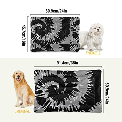 Poeticcity Alfombrilla de cama para perros y gatos, color negro, gris, blanco, con diseño de remolino, para mascotas pequeñas y medianas, lavable y seco, de 24 x 18 pulgadas