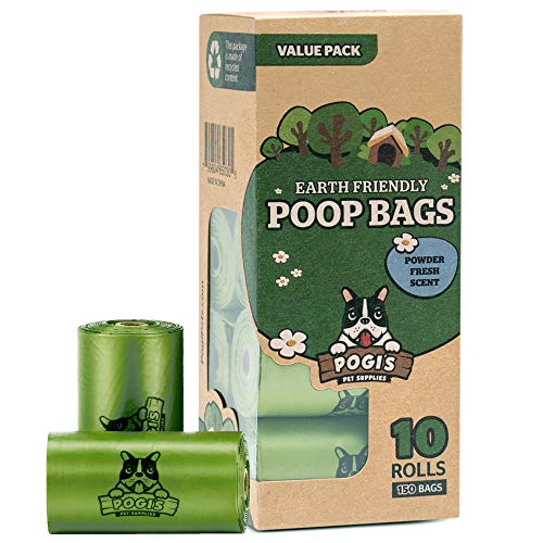 Pogi's Poop Bags - Bolsas para excremento de Perro - 10 Rollos (150 Bolsas) - Grandes, Biodegradables, Perfumadas, Herméticas