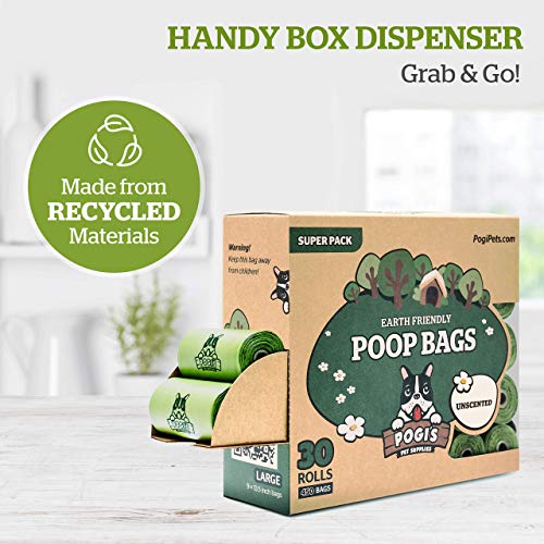 Pogi's Poop Bags - Bolsas para excremento de Perro - 30 Rollos no perfumados (450 Bolsas) - Grandes, Biodegradables, Herméticas