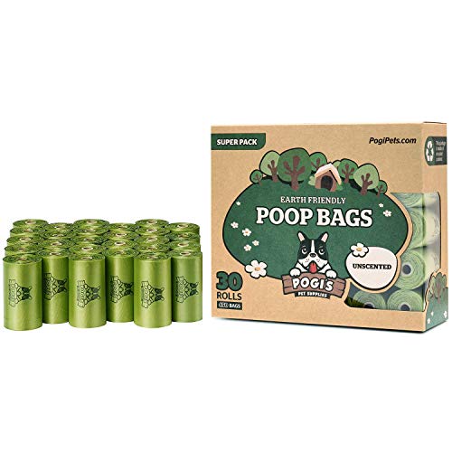 Pogi's Poop Bags - Bolsas para excremento de Perro - 30 Rollos no perfumados (450 Bolsas) - Grandes, Biodegradables, Herméticas