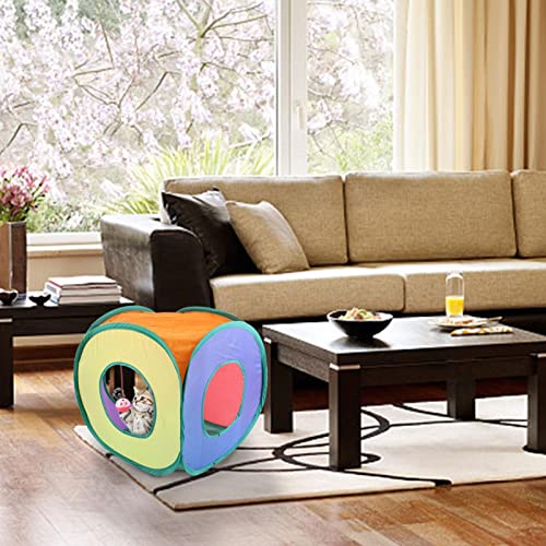 Pomrone Cubo de Gato para Gatos de Interior, túneles de Gato en el Interior, Tienda de campaña Plegable para Gatos Juguete Divertido para Gatos Casa de Gato para Interiores Cueva escondida para Gatos