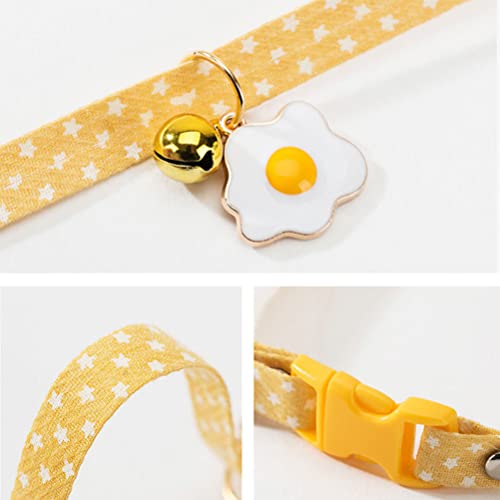 POPETPOP 2 Unids Cuero Cuero Collar de Gato Collar de Gatito Ajustable Collares de Mascotas con Huevo Frito Encanto Accesorio para Mascotas 17- 30 Cm Amarillo