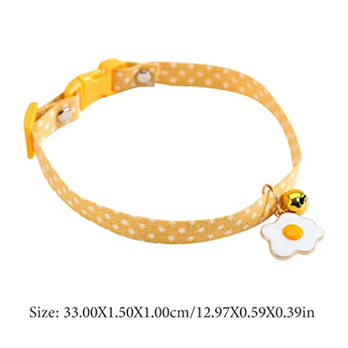 POPETPOP 2 Unids Cuero Cuero Collar de Gato Collar de Gatito Ajustable Collares de Mascotas con Huevo Frito Encanto Accesorio para Mascotas 17- 30 Cm Amarillo