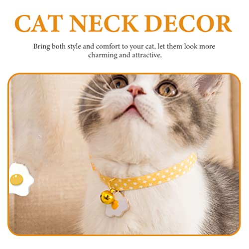 POPETPOP 2 Unids Cuero Cuero Collar de Gato Collar de Gatito Ajustable Collares de Mascotas con Huevo Frito Encanto Accesorio para Mascotas 17- 30 Cm Amarillo