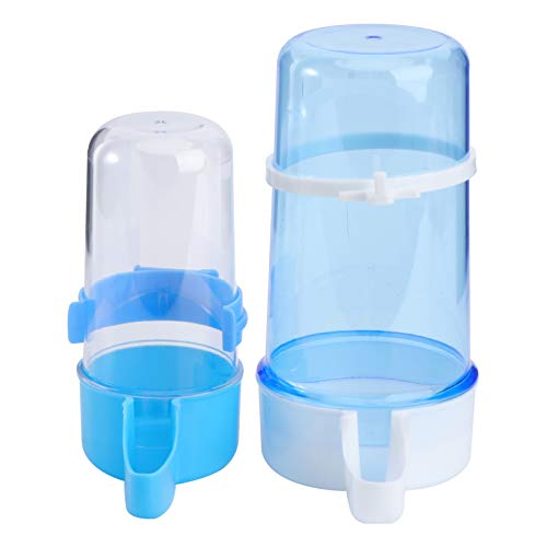 POPETPOP 2Pcs Alimentador Automático de Agua de Comida para Pájaros Botella de Agua de Plástico para Pájaros Bebedero Contenedor Dispensador de Alimentos Cuenco Bebedero Clip para Loros