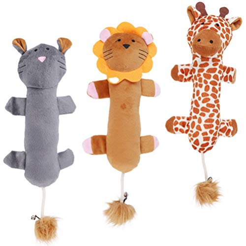 POPETPOP 3 Piezas Juguetes para Gatos León Jirafa Pantera Juguetes de Peluche Juego Interactivo para Gato Cachorro Gatito Teaser Juguete para Masticar