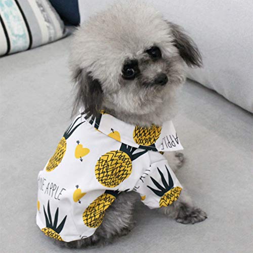 POPETPOP Camisa Hawaiana para Mascotas Patrón de Piña Transpirable Disfraz de Gato Perro Manga Corta Ropa para Mascotas Suministros para Mascotas para Cachorros de Perro Gato (XXX-Large)