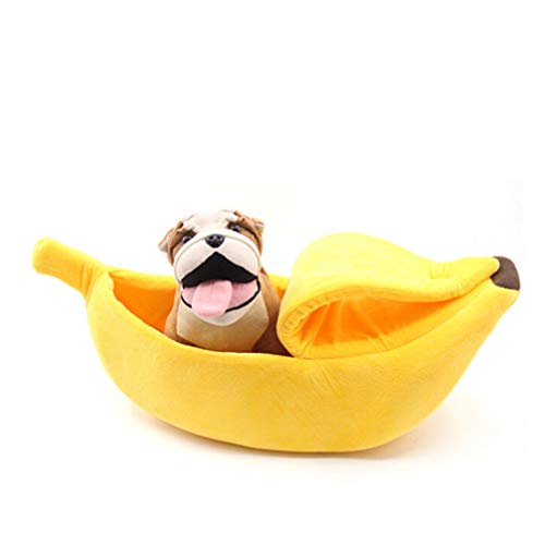 POPETPOP Casa de Cama de Gato Plátano Y Cálido Sofá para Perros Durmiendo Jugando a La Cama de Descanso Accesorios para Gatos Suministros para Gatos