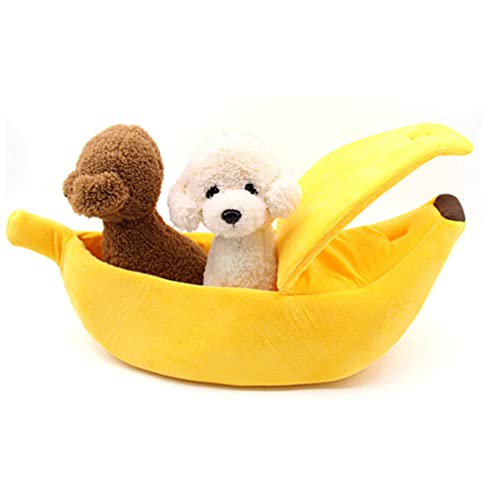 POPETPOP Casa de Cama de Gato Plátano Y Cálido Sofá para Perros Durmiendo Jugando a La Cama de Descanso Accesorios para Gatos Suministros para Gatos