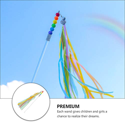 POPETPOP Cat Teaser Rainbow Tassel with Bell Interactivo Pet Teaser Wand Toy Training Funny Cat Teaser Stick Kitty Ejercicio Juguetes para Gato Pet Kitten Kitty Divirtiéndose Jugando