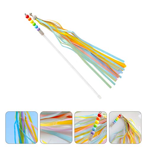 POPETPOP Cat Teaser Rainbow Tassel with Bell Interactivo Pet Teaser Wand Toy Training Funny Cat Teaser Stick Kitty Ejercicio Juguetes para Gato Pet Kitten Kitty Divirtiéndose Jugando