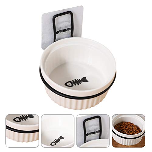 POPETPOP Cuencos para Perros Montados en La Pared Comedero Elevado para Mascotas Cuenco de Cerámica para Alimentación de Gatos Contenedor de Comida Colgante Altura Ajustable para Cachorro