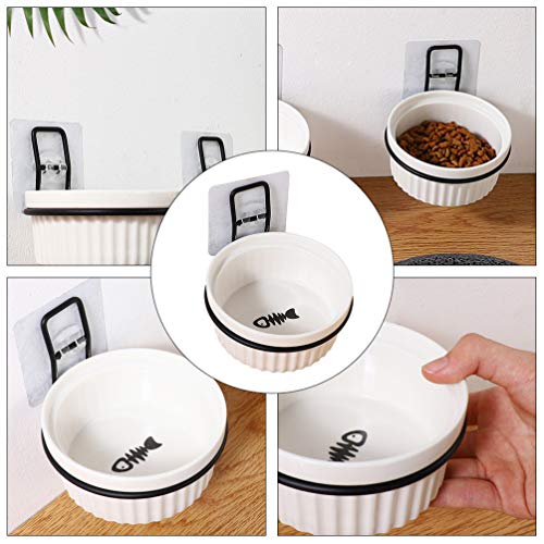 POPETPOP Cuencos para Perros Montados en La Pared Comedero Elevado para Mascotas Cuenco de Cerámica para Alimentación de Gatos Contenedor de Comida Colgante Altura Ajustable para Cachorro