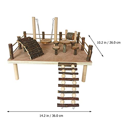 POPETPOP Escalera de Escalada de Hámster Juguete de Madera Pequeños Animales Plataforma Loro Juego Soporte Ratón de Rata Hideouts para Conejillo de Indias Jaula Accesorios