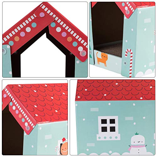 POPETPOP Gatos Gatitos Casa Rascador Gato Durmiendo Caja de Papel Corrugado Salón Cueva Cama para Gato Gatito Suministro para Mascotas