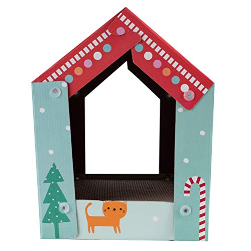 POPETPOP Gatos Gatitos Casa Rascador Gato Durmiendo Caja de Papel Corrugado Salón Cueva Cama para Gato Gatito Suministro para Mascotas