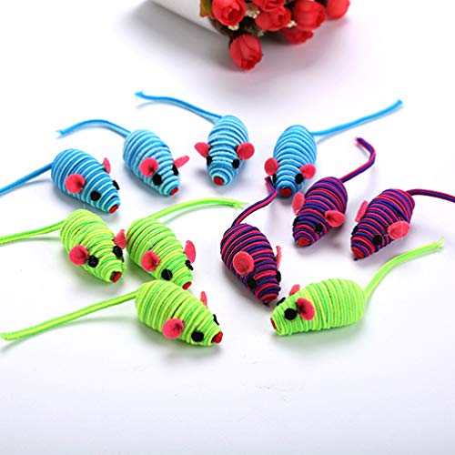 POPETPOP Juguetes para Gatos- 6 Piezas de Animales de Dibujos Animados en Forma de Ratón para Mascotas Mordedura de Cuerda Elástica Juguete- Rasca Jugando a Masticar Dientes Limpieza para
