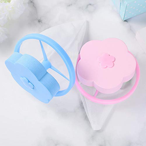 POPETPOP Lavadora Capturador de Cabello Bolsa de Malla de Pelusa Flotante Ciruela en Flor Forma Red de Filtro de Cabello Bolsa (Color Aleatorio) 6pcs