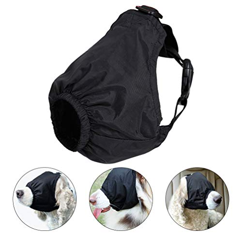 POPETPOP Mascarilla Calmante para Mascotas Máscara para Ojos Sombreado de Nylon Máscara de Ansiedad con Los Ojos Vendados para El Aseo contra La Enfermedad del Automóvil (Negro S)
