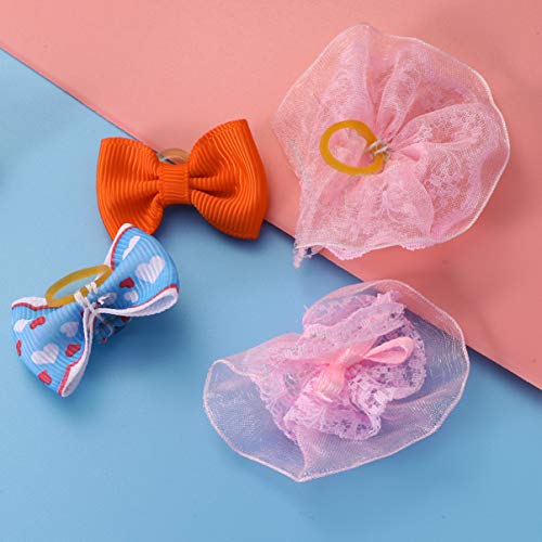 POPETPOP Moños para El Pelo de Perro con Bandas de Goma Moños Anudados Multicolor Accesorios para Perros Pequeños Productos para El Cuidado de Mascotas