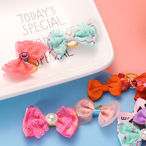 POPETPOP Moños para El Pelo de Perro con Bandas de Goma Moños Anudados Multicolor Accesorios para Perros Pequeños Productos para El Cuidado de Mascotas