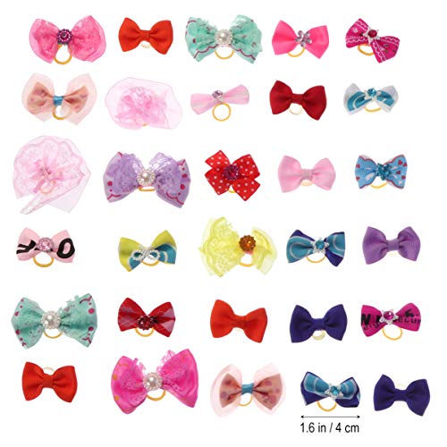 POPETPOP Moños para El Pelo de Perro con Bandas de Goma Moños Anudados Multicolor Accesorios para Perros Pequeños Productos para El Cuidado de Mascotas