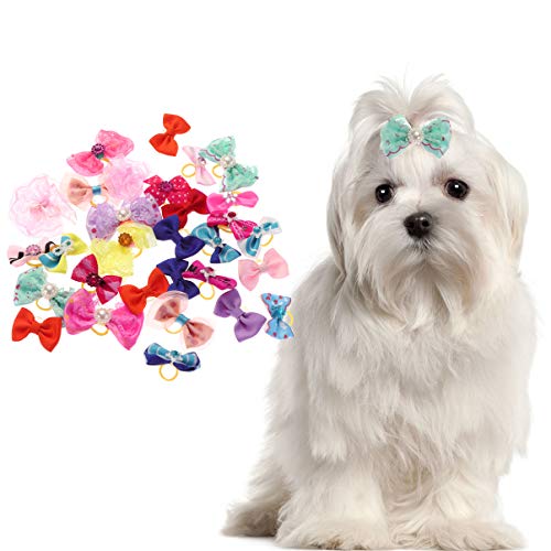 POPETPOP Moños para El Pelo de Perro con Bandas de Goma Moños Anudados Multicolor Accesorios para Perros Pequeños Productos para El Cuidado de Mascotas