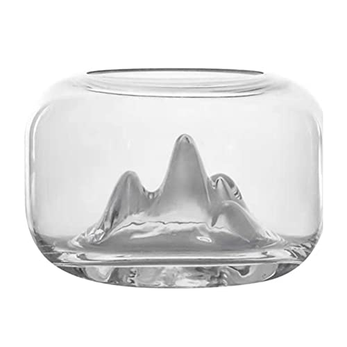 POPETPOP Tarro de Cristal Betta Pecera de Montaña de Nieve Pez Dorado Acuario Mini Pecera Florero Transparente Maceta de Escritorio Tazón Redondo Acuario Decoración para El Hogar Sala de