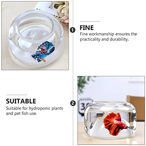 POPETPOP Tarro de Cristal Betta Pecera de Montaña de Nieve Pez Dorado Acuario Mini Pecera Florero Transparente Maceta de Escritorio Tazón Redondo Acuario Decoración para El Hogar Sala de