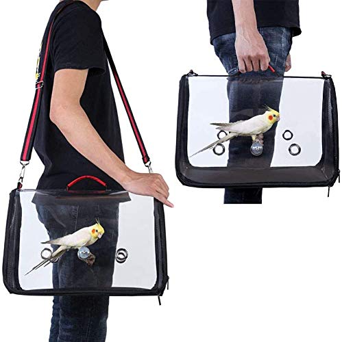 Portador de pájaros liviano, jaula de viaje para pájaros PVC transparente loro transpirable bolso con un palo de madera