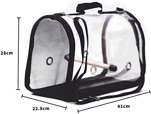 Portador de pájaros liviano, jaula de viaje para pájaros PVC transparente loro transpirable bolso con un palo de madera