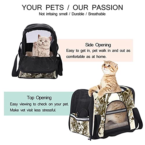 Portador de perros para mascotas ligero jaula para mascotas auriculares con cabeza de calavera escuchar música de lados suaves para gatos y cachorros