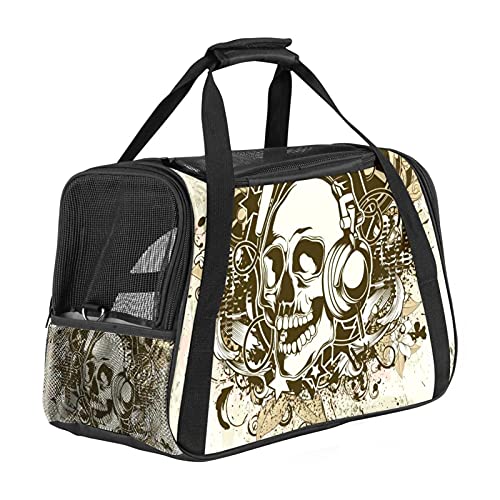 Portador de perros para mascotas ligero jaula para mascotas auriculares con cabeza de calavera escuchar música de lados suaves para gatos y cachorros
