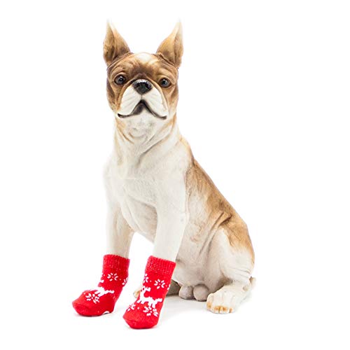 Poseca Calcetines navideños para Mascotas para Perros y Gatos Calcetines para muñecos de Nieve para Perros Calcetines para Renos Calcetines Antideslizantes para Perros