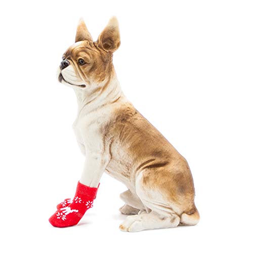 Poseca Calcetines navideños para Mascotas para Perros y Gatos Calcetines para muñecos de Nieve para Perros Calcetines para Renos Calcetines Antideslizantes para Perros
