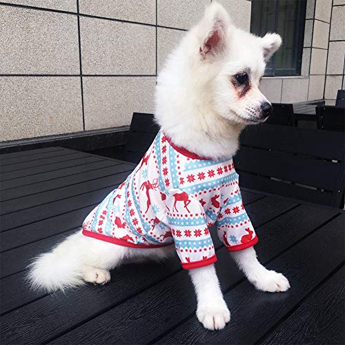 Poseca Disfraz de Navidad para Perros Gatos Muñeco de Nieve Conjuntos de Renos Camiseta de algodón para Perros Suéter cálido Cachorro Chaleco de Navidad Ropa para Perros pequeños